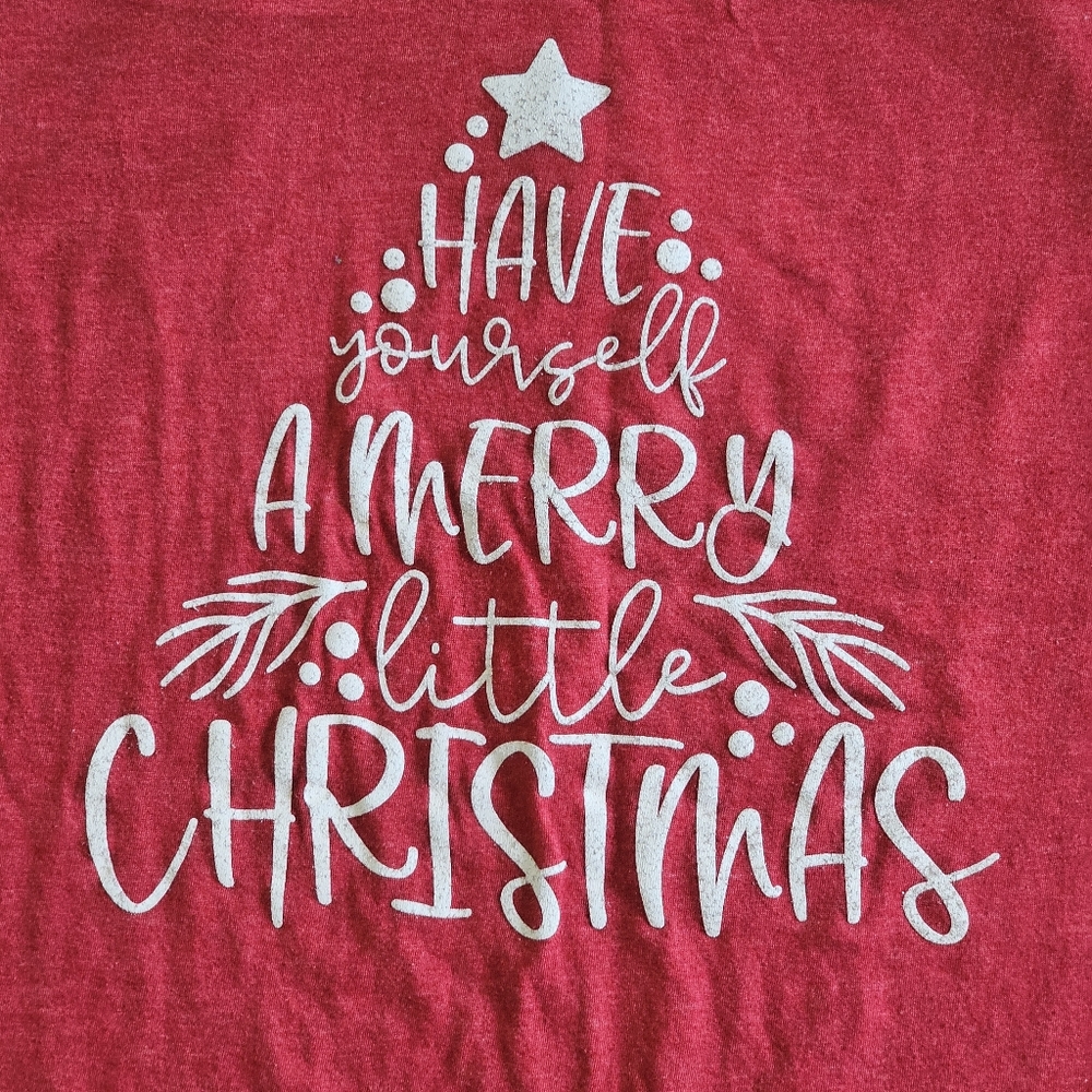 Graphic T-Shirt Adult Medium Have Yourself A Merry Christmas Tree Red - Picture 4 of 5